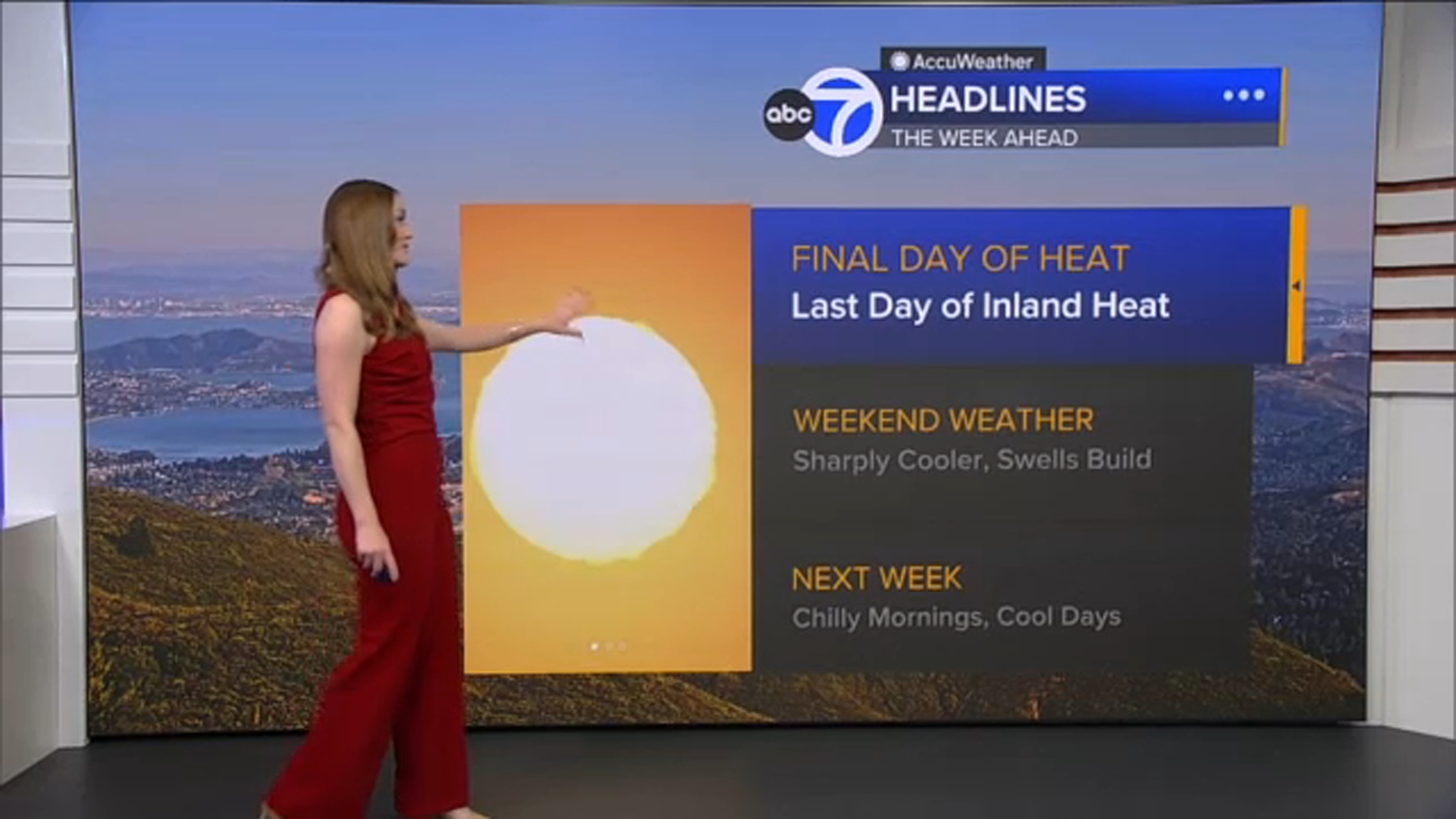 AccuWeather Forecast: Heat Advisory expires tonight; temps cool down into weekend
       — ABC 7 Bay Area