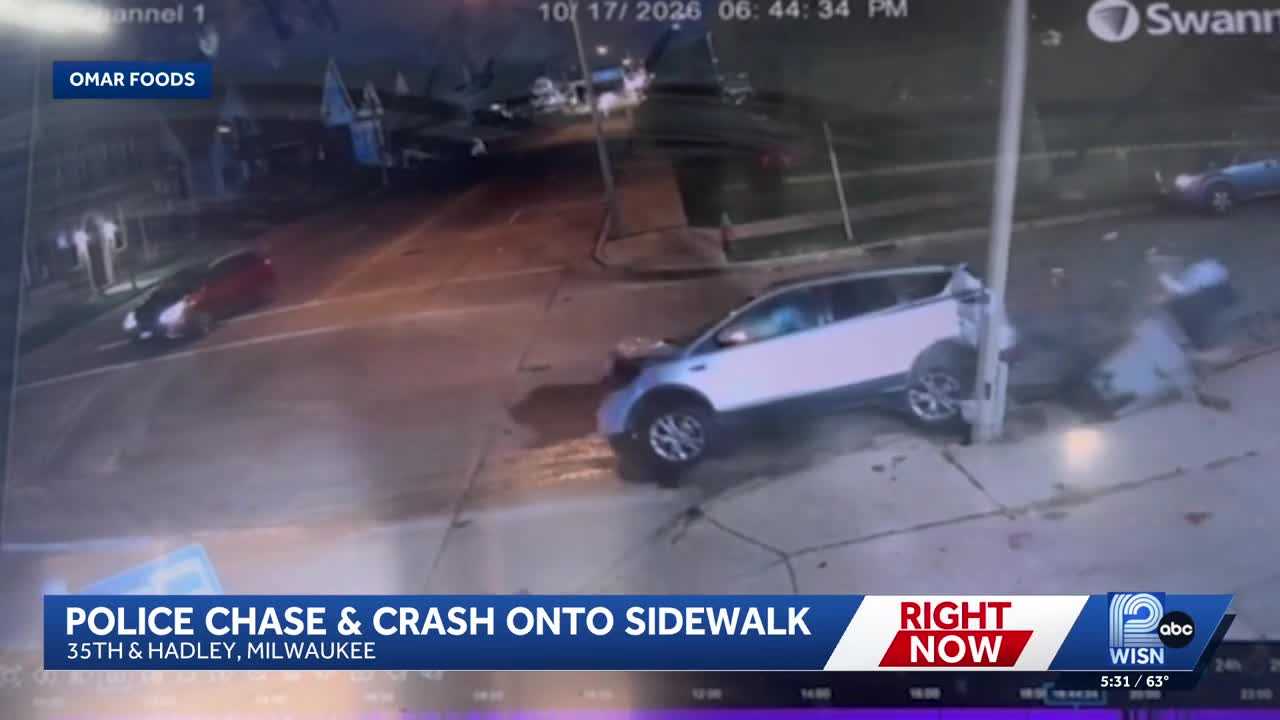 Video: Milwaukee police chase ends with crash onto sidewalk — WISN 12 Milwaukee, Menlo Park Community news