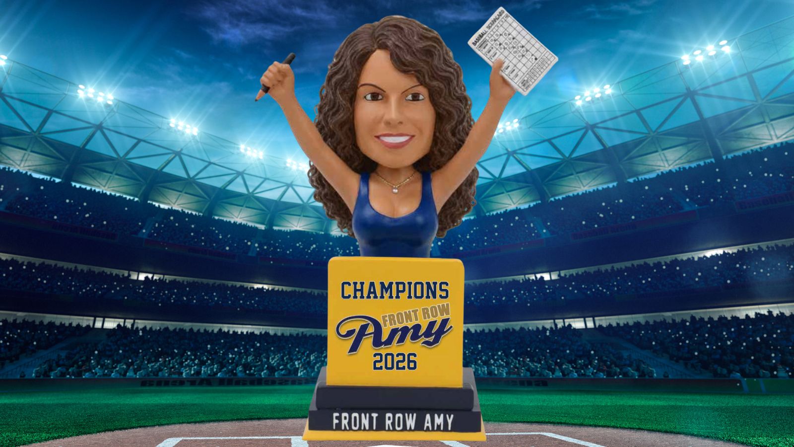 Front Row Amy gets bobblehead celebrating Brewers' World Series win — Menlo Park Sports news